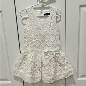 Zunie White Eyelet Dress with Bow.  Like new, excellent condition